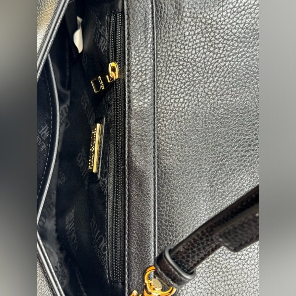 🆕 VERSACE JEANS COUTURE 🧿 NWOT Baroque Buckle Curved Edge Tote Bag, Black - Picture 10 of 13